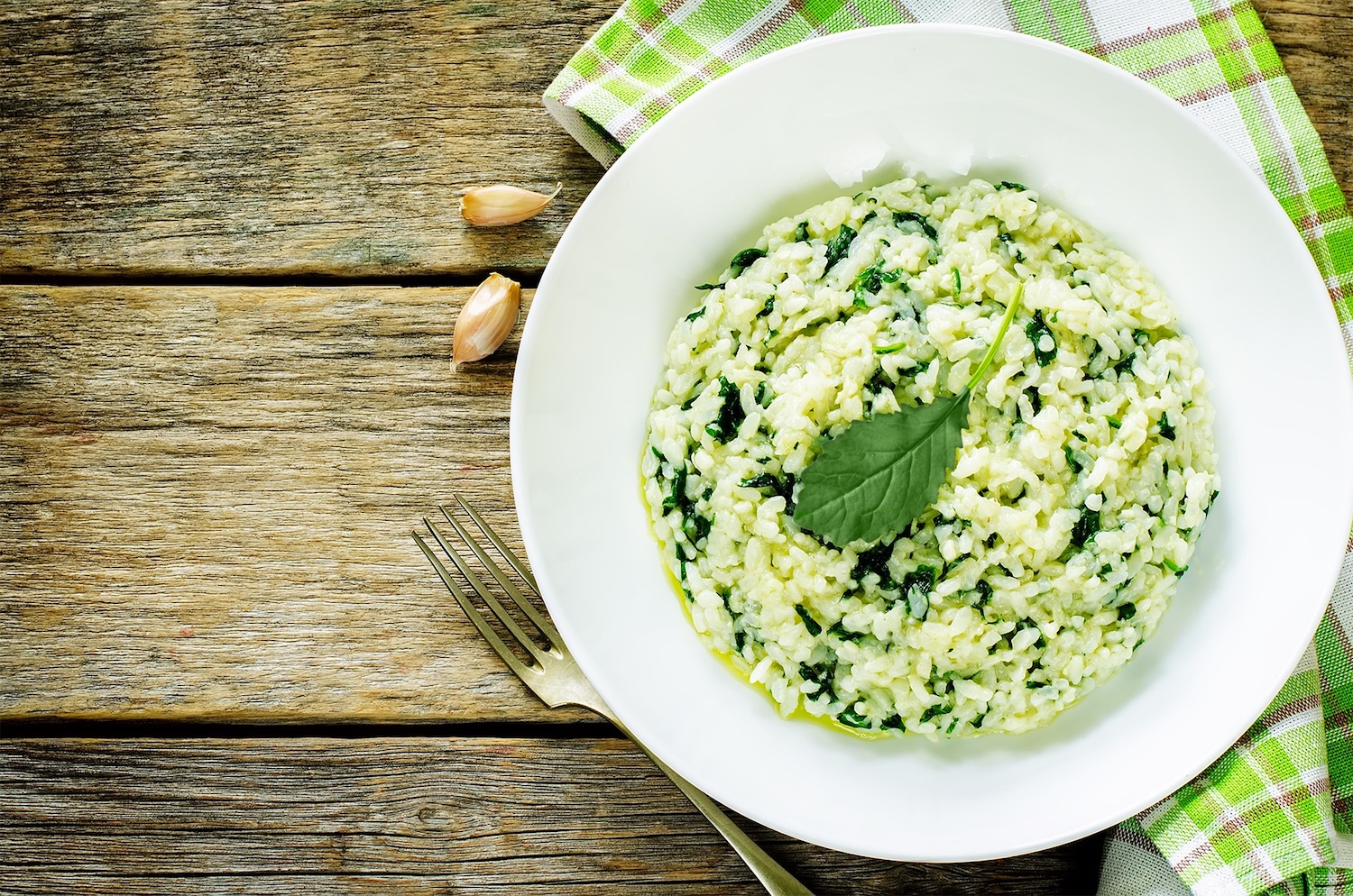 Baby kale risotto with toasted pine nuts