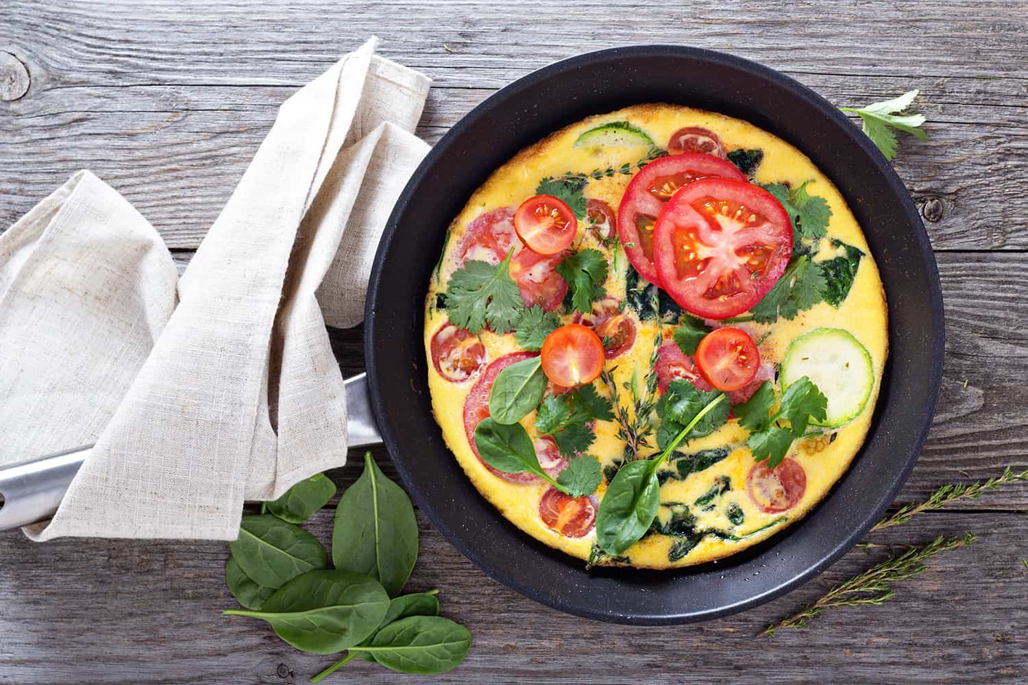 Spinach and Garden Vegetables Frittata
